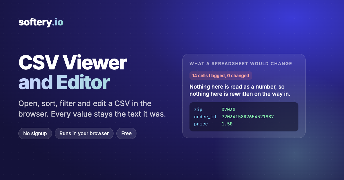 I built a CSV editor that keeps the zero in 07030